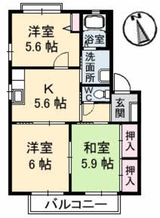 溝渕ハイツ A棟の物件間取画像